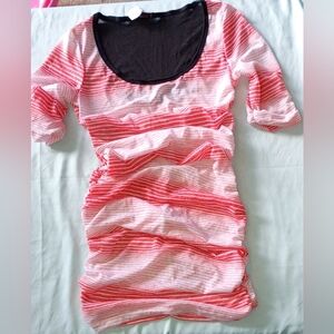 Mango Red and White Striped Dress